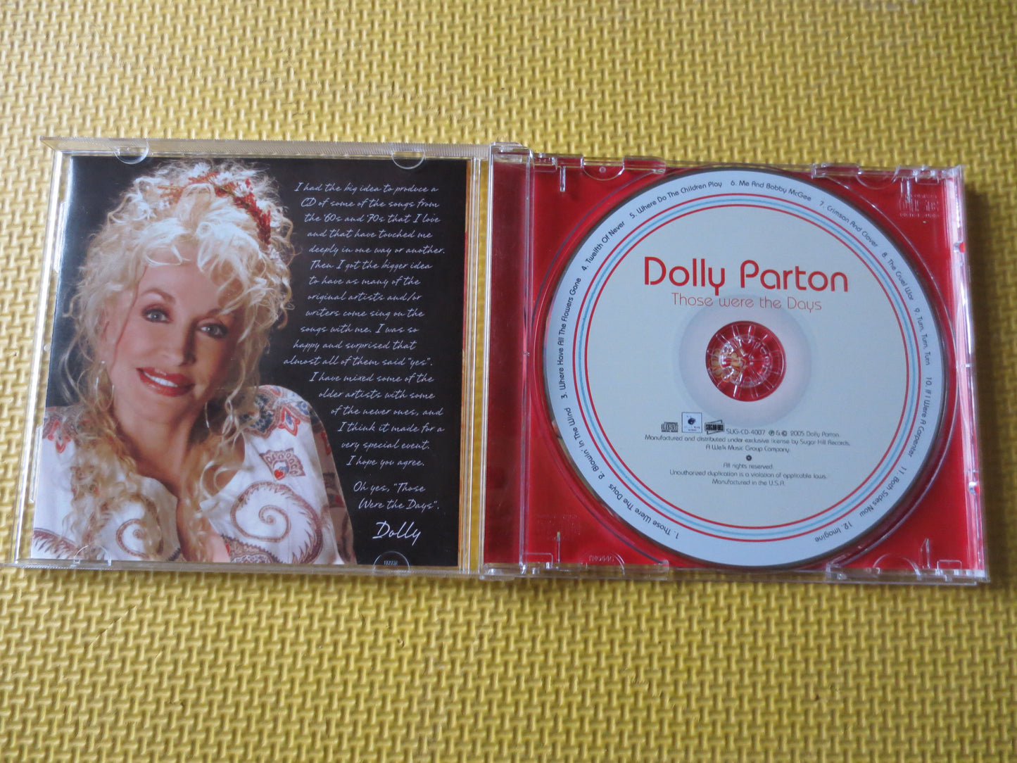 DOLLY PARTON, Those Were The Days, DOLLY Parton Cd, Classic Country Cd, Country Music Cd, Dolly Parton Album, Cds, Compact Disc