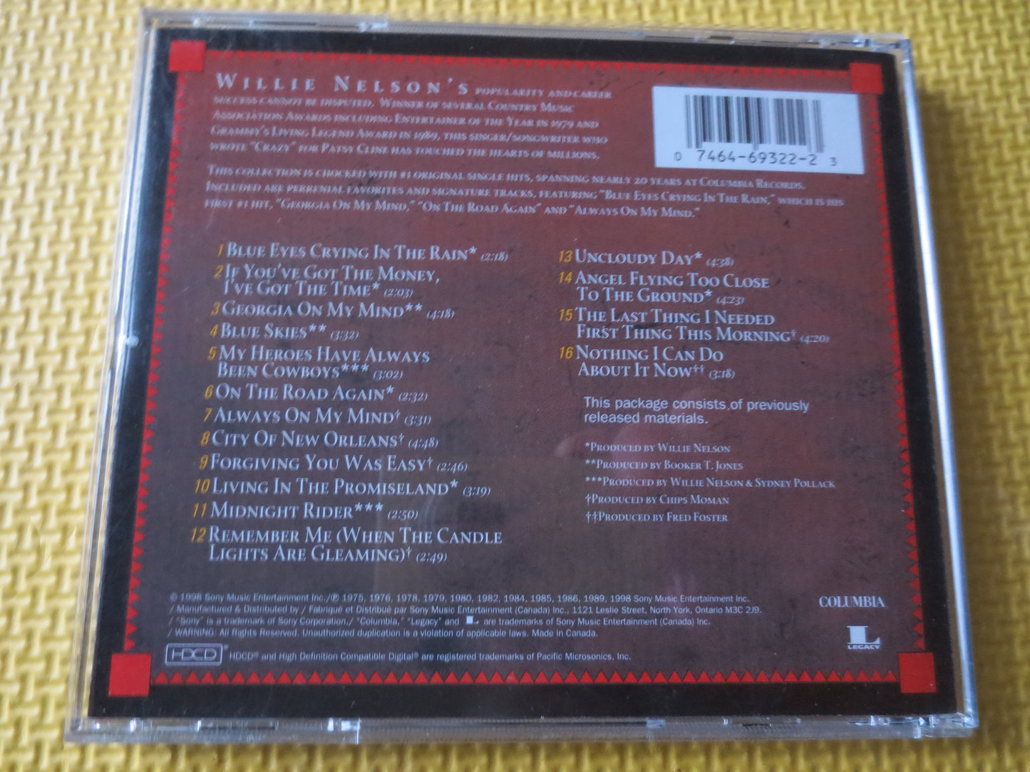 WILLIE NELSON, 16 BIGGEST Hits, Willie Nelson Album, Country Cd, Classic Country Cd, Music Cd, Cd Music, Cds, 1998 Compact Disc