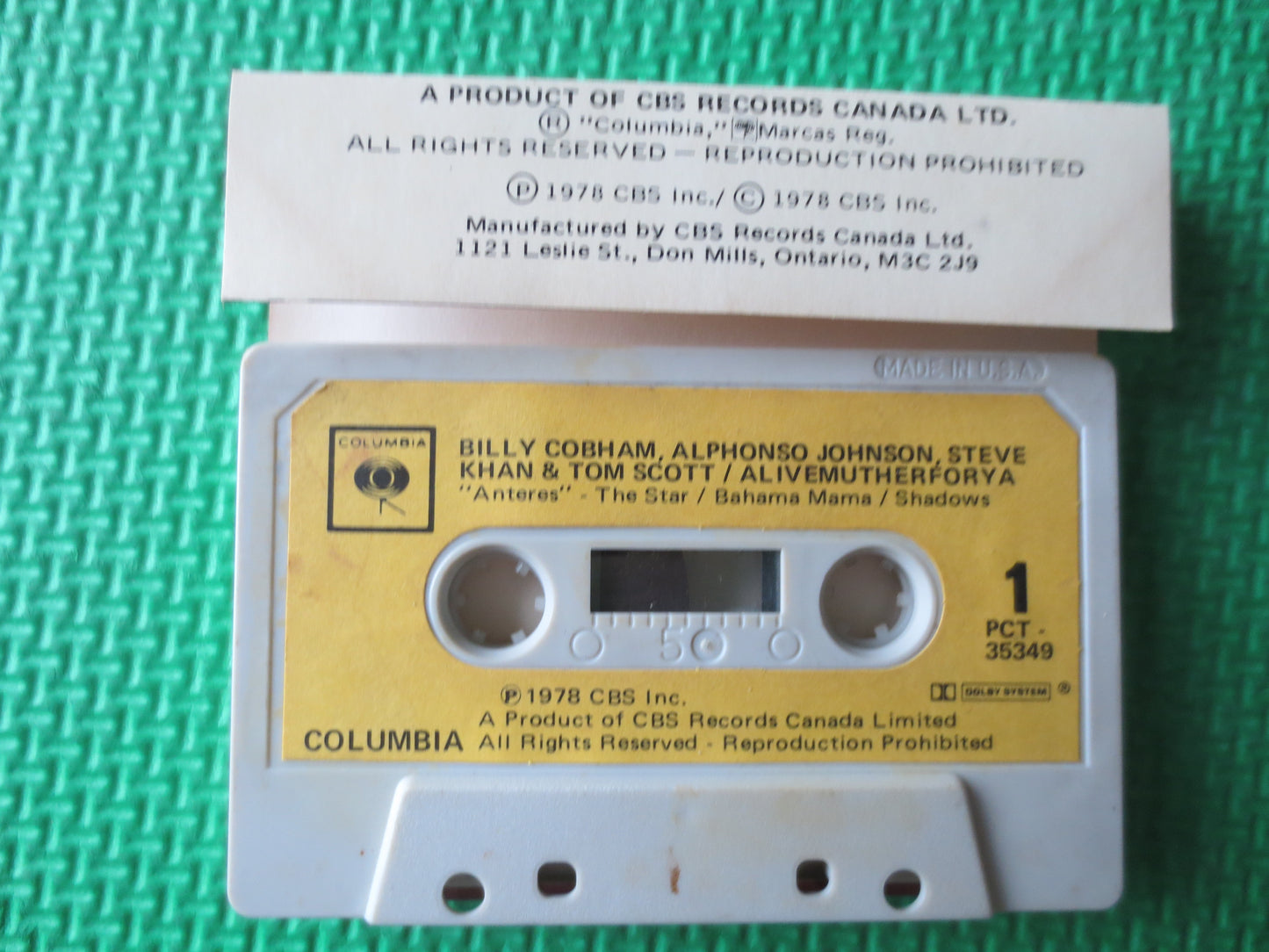 ALIVEMUTHERFORYA, BILLY COBHAM, Tape Cassette, Reggae Cassette, Reggae Tapes, Reggae lp, Tom Scott Cassettes, 1978 Cassette