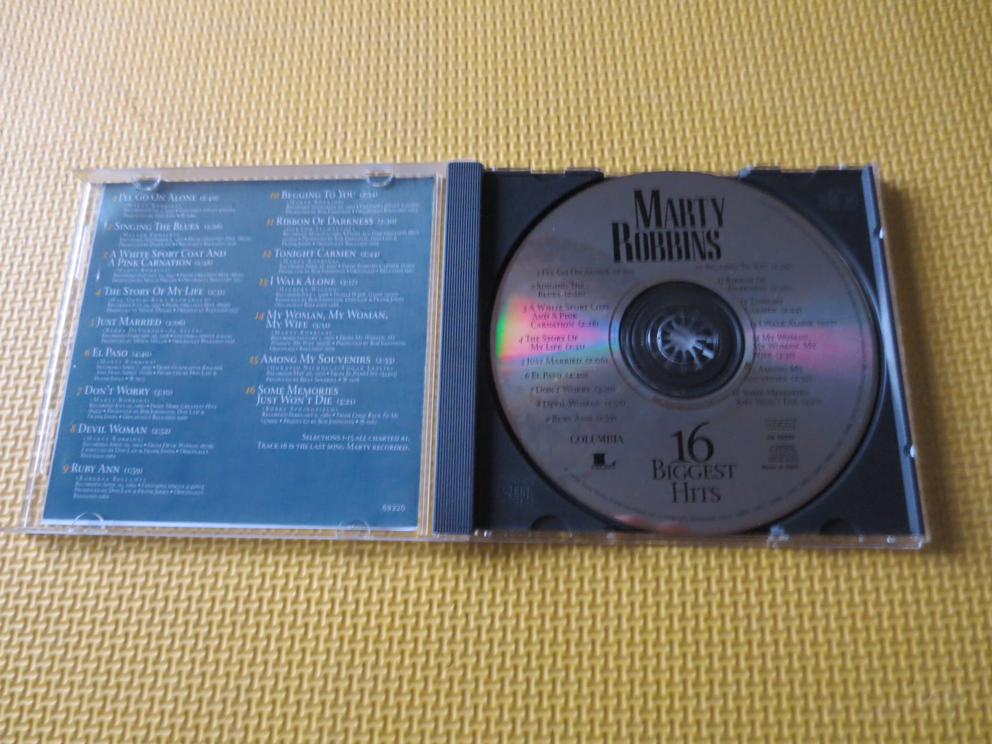 MARTY ROBBINS, 16 BIGGEST Hits, Marty Robbins Album, Country Cd, Classic Country Cd, Music Cd, Cd Music, Cds, 1998 Compact Disc