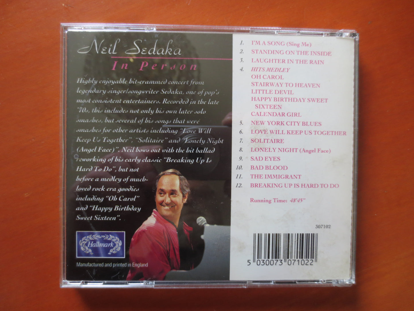 NEIL SEDAKA, In PERSON, Neil Sedaka Cd, Neil Sedaka Lp, Pop Music Cd, Cd Pop Music, Vintage Compact Disc, 1997 Compact Discs