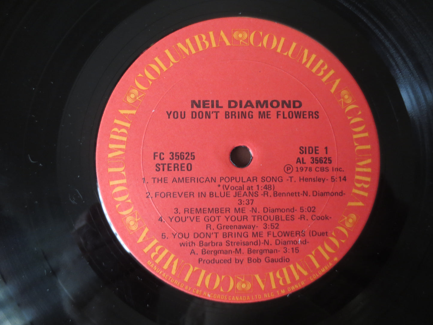 NEIL DIAMOND, You Don't Bring Me FLOWERS, Neil Diamond Records, Neil Diamond Albums, Record Vinyl, Vinyl Lp, 1978 Records