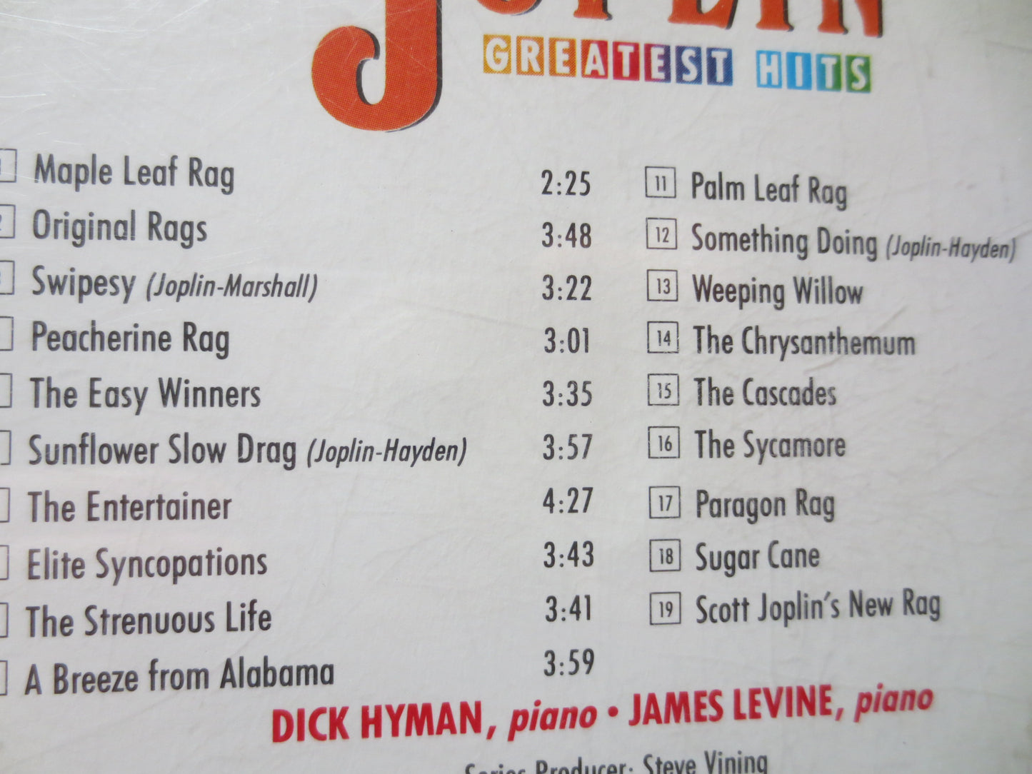 RAGTIME, DICK HYMAN, Scott Joplin Cd, Dick Hyman Cd, Dick Hyman Lp, Ragtime Cd, Ragtime Lp, Jazz Cd, 1991 Compact Disc