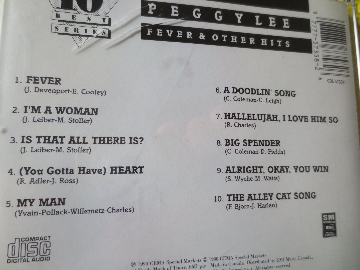 PEGGY LEE, 10 BEST Series, Peggy Lee Cd, Jazz Cd, Jazz Music Cd, Peggy Lee Lp, Music Cd, Swing Cd, 1990 Cds, Compact Disc Music