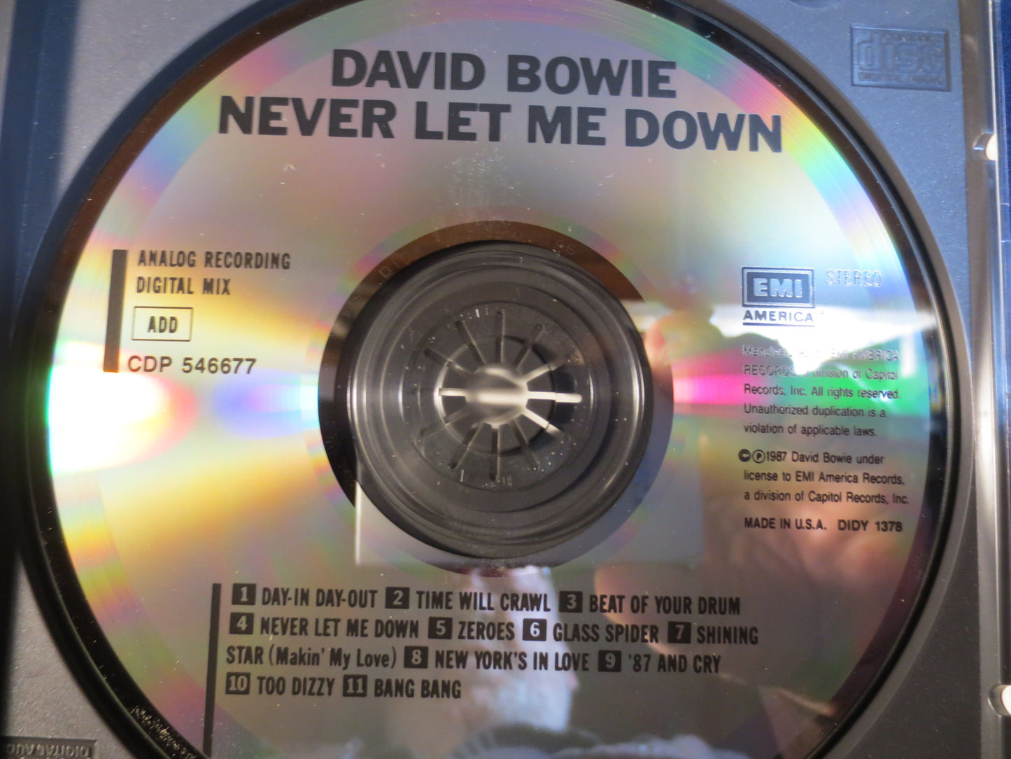 DAVID BOWIE, Never Let Me Down, David Bowie Cd,  David Bowie Album, David Bowie lps, David Bowie Songs, Cd, 1987 Compact Discs