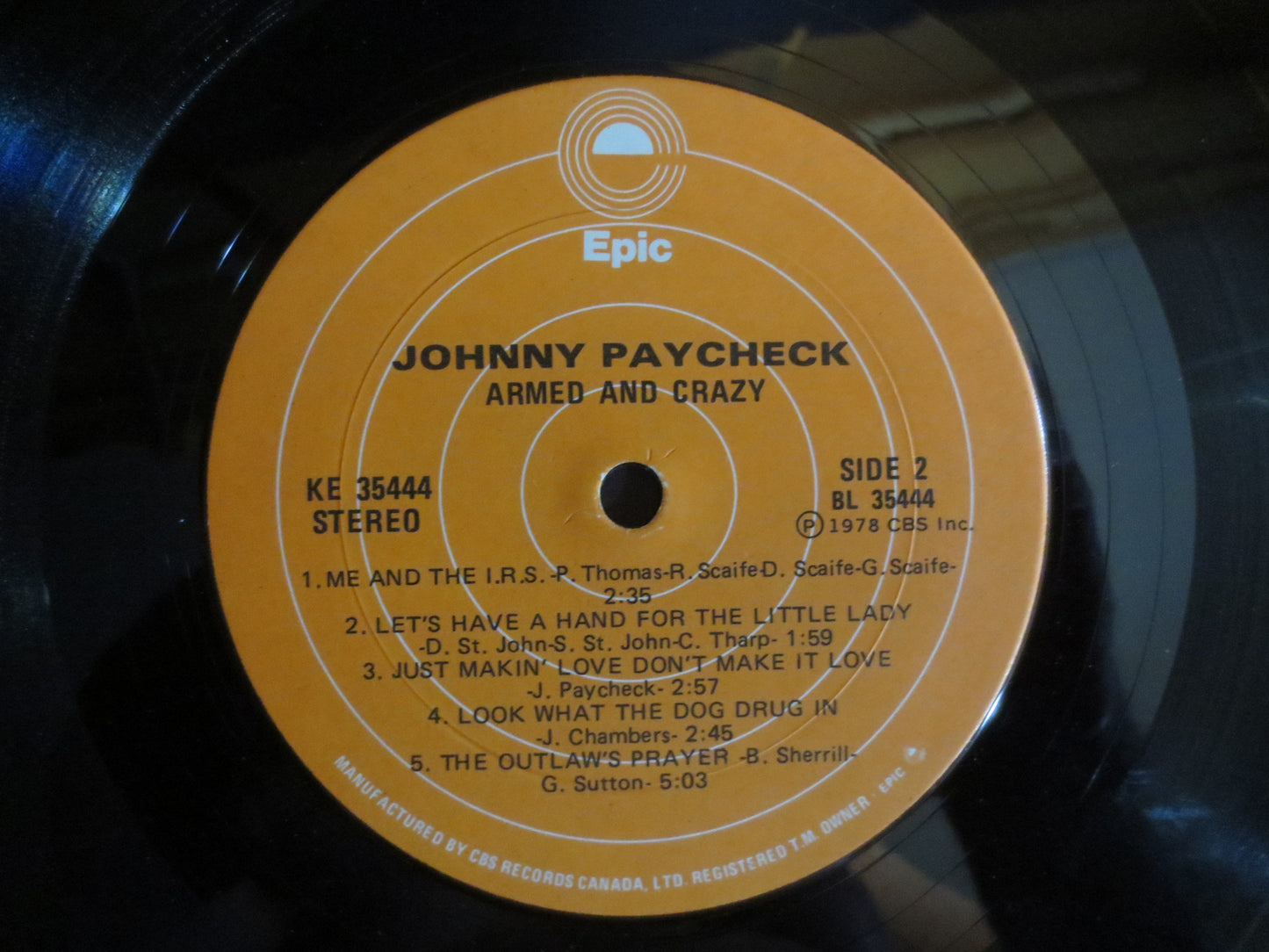 JOHNNY PAYCHECK, ARMED and Crazy, Country Vinyl, Country Record, Johnny Paycheck Lp, Country Music Lp, Vinyl, 1978 Records