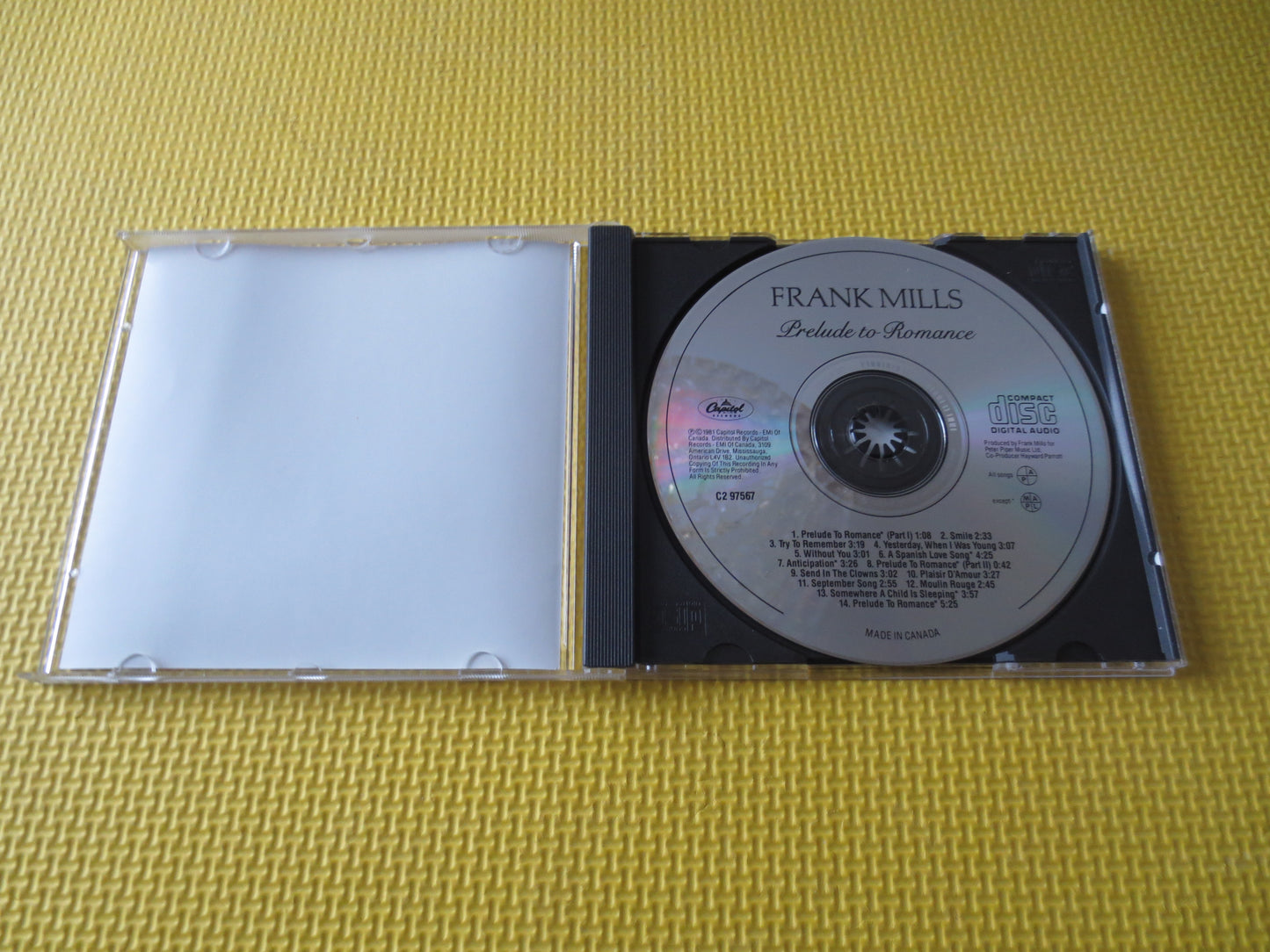 FRANK MILLS, Prelude to ROMANCE, Frank Mills Cd, Jazz Compact Disc, Frank Mills Album, Frank Mills Lp, Cds, 1990 Compact Discs