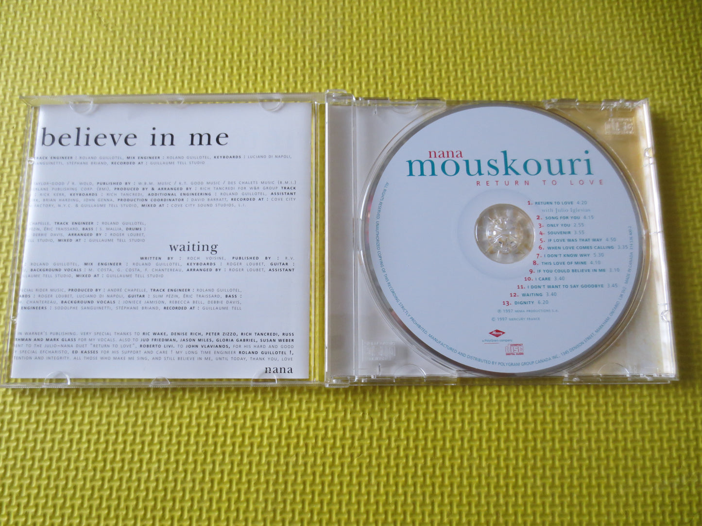 NANA MOUSKOURI, Return to LOVE, Nana Mouskouri Cd, Classical Music Cd, Nana Mouskouri Lp, Classical Cd, Cds, 1997 Compact Discs