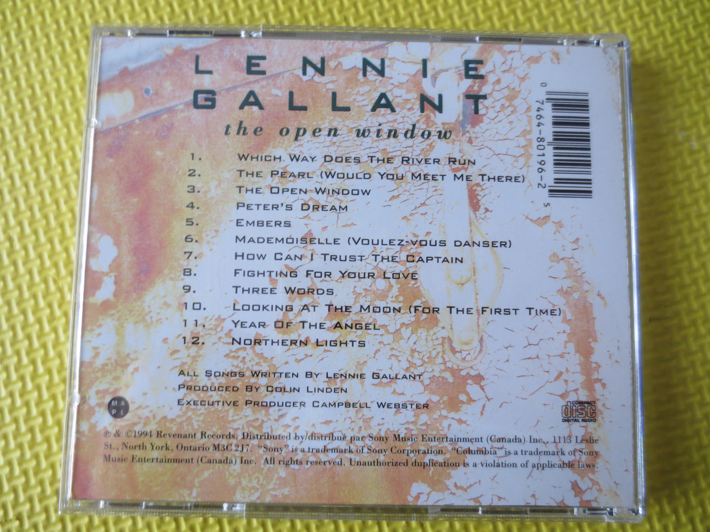 LENNIE GALLANT, The OPEN Window, Lennie Gallant Cd, Lennie Gallant Music, Lennie Gallant Songs, Music Cd's, 1994 Compact Discs