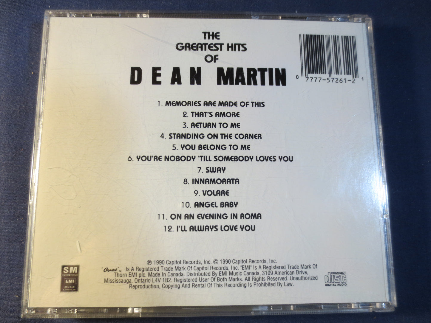 DEAN MARTIN, GREATEST Hits, Dean Martin Cd, Dean Martin Albums, Dean Martin Music, Dean Martin Songs, 1990 Compact Discs