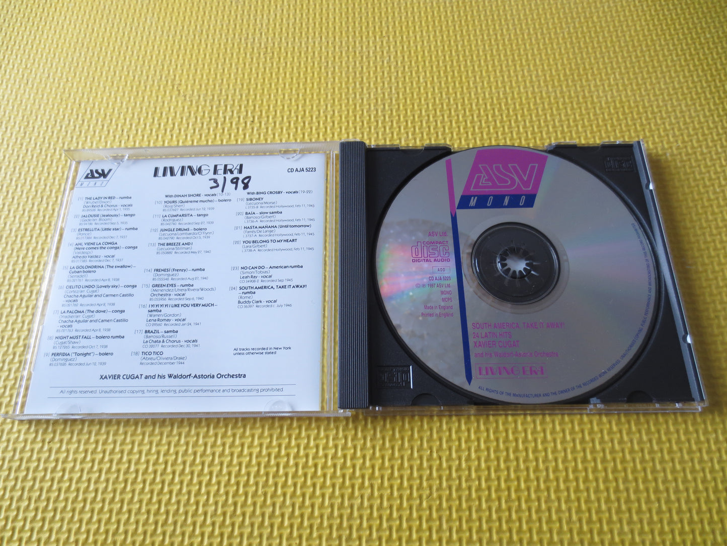 XAVIER CUGAT, 24 LATIN Hits, Xavier Cugat Cd, Latin Music Cd, Xavier Cugat Album, Spanish Music Cd, Music Cd, 1992 Compact Disc