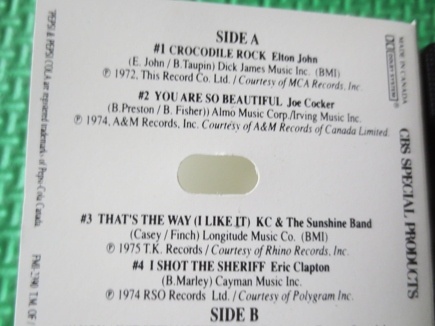 BURGER KING, HITS of the 70's, Volume 2, Tape Cassette, Pop Music Cassette, Music Tape, Culture Club Tape, 1989 Cassette