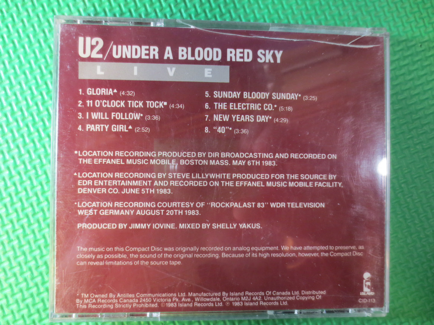 U2, Blood Red Sky, U2 Cd, U2 Compact Disc, U2 Album, U2 Lp, Rock Cd, Vintage Compact Disc, Classic Rock Cd, 1983 Compact Discs