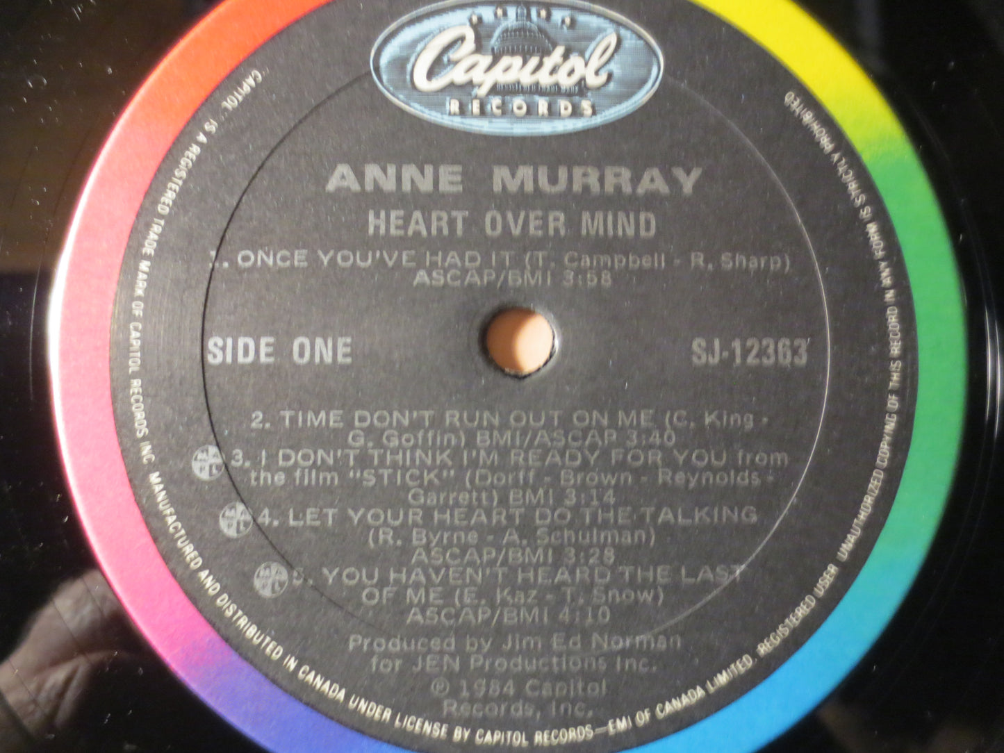 ANNE MURRAY, HEART Over Mind, Country Record, Anne Murray Record, Anne Murray Album, Anne Murray Lp, Vinyl Lp, 1984 Records