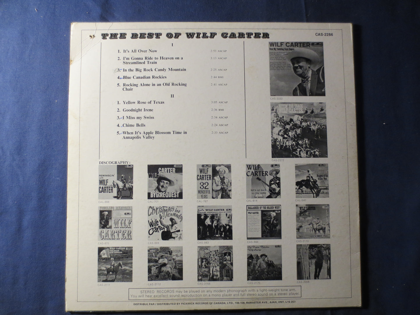 WILF CARTER, The BEST of Wilf Carter, Country Record, Vintage Vinyl, Record Vinyl, Records, Vinyl Record, 1969 Records