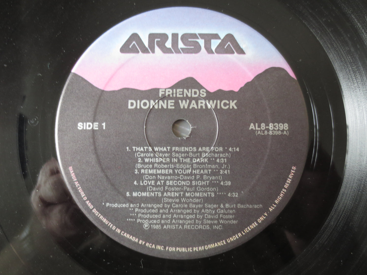 DIONNE WARWICK, FRIENDS, Pop Record, Dionne Warwick Album, Dionne Warwick Lp, Records, Vinyl Record, Vinyl Lp, 1985 Records