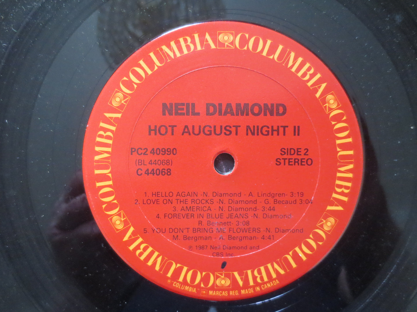 NEIL DIAMOND, HOT August Night, Neil Diamond Record, Neil Diamond Album, Neil Diamond Lp, Pop Music Record, 1987 Records