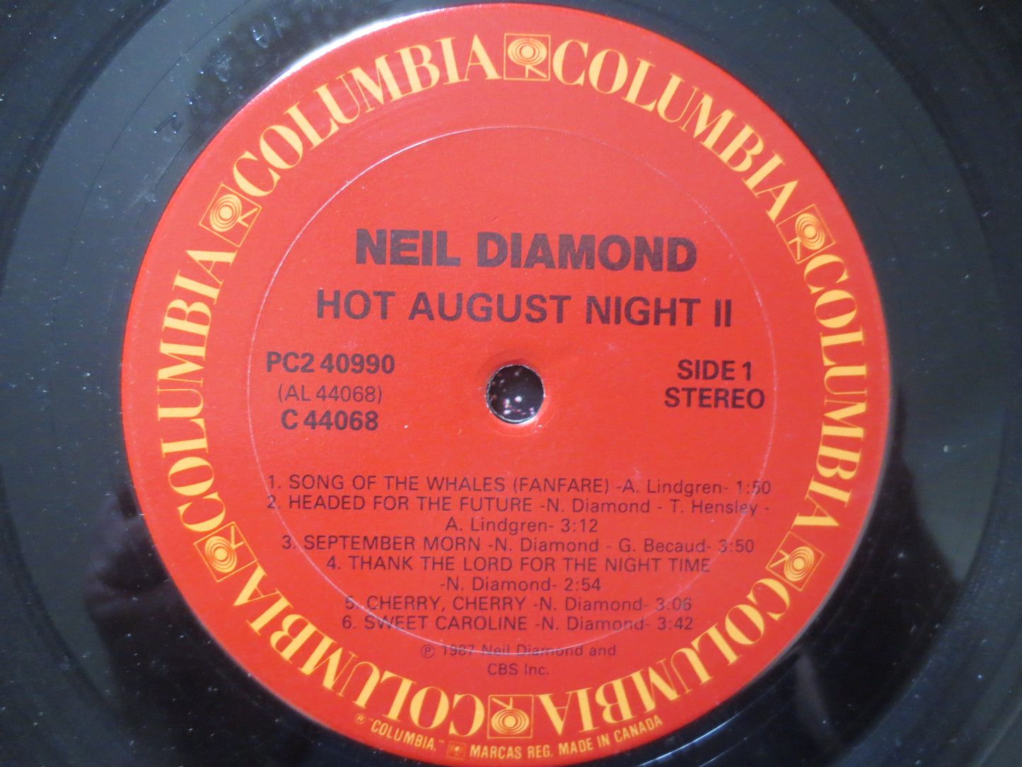 NEIL DIAMOND, HOT August Night, Neil Diamond Record, Neil Diamond Album, Neil Diamond Lp, Pop Music Record, 1987 Records