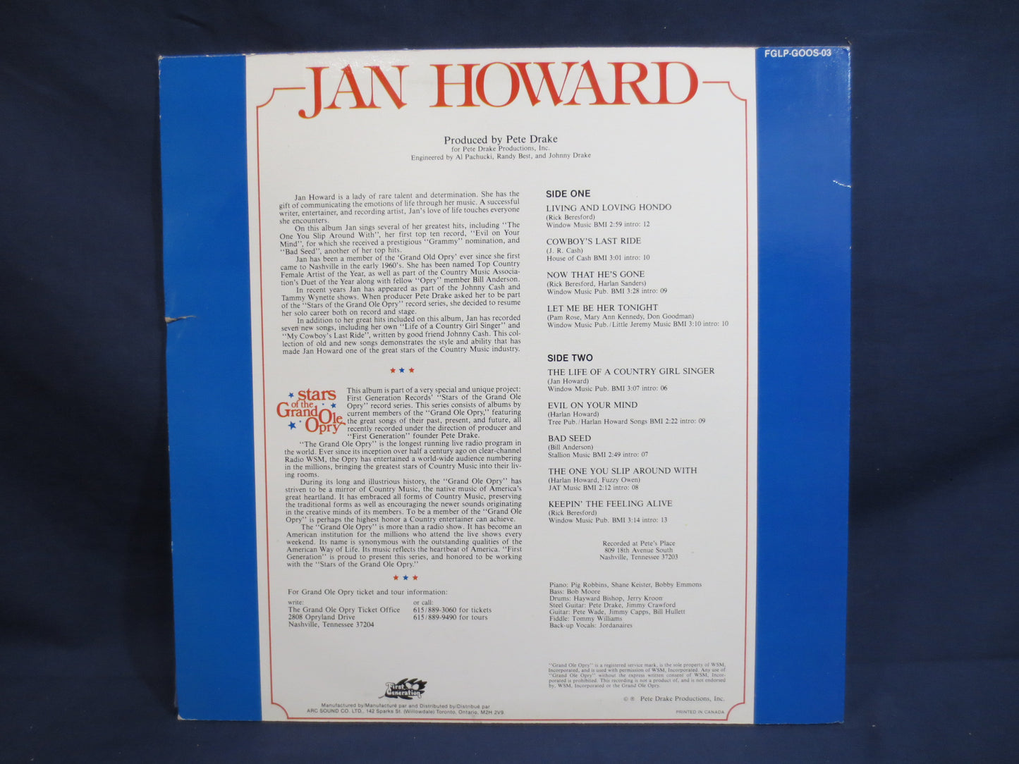 JAN HOWARD Records, Jan Howard Albums, Jan Howard Vinyl, Jan Howard Lp, Country Vinyl, Country Albums, Vinyl, 1981 Records