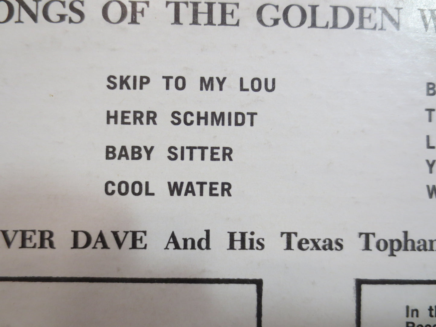 RED RIVER DAVE Lp, Songs of the Golden West, Lp, Red River Dave Vinyl, Red River Dave Album, Country Records, 1957 Records