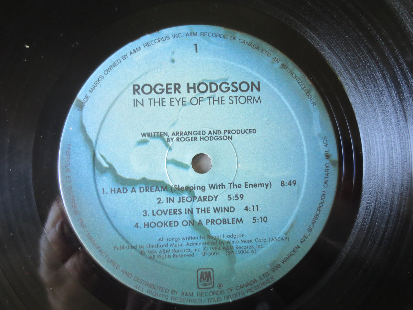 ROGER HODGSON, In the EYE of the Storm, Roger Hodgson lps, Roger Hodgson Albums, Classic Rock Albums, lps, 1984 Records