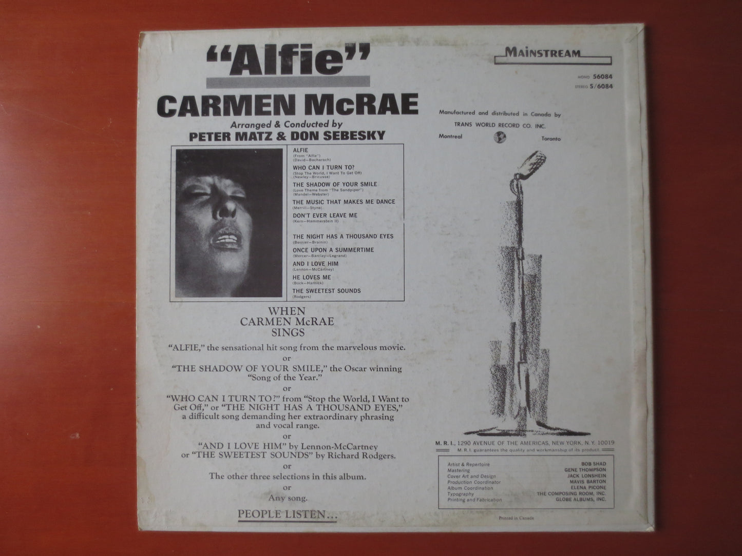 CARMEN McRAE, ALFIE, Carmen McRae Records, Carmen McRae Vinyl, Record Vinyl, Soundtrack Records, Vinyl Albums, 1966 Records