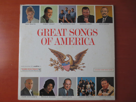 GREAT SONGS of, AMERICA Album, American Songs, Mitch Miller Records, Record, Mary Martin Records, Jazz Albums, 1967 Records