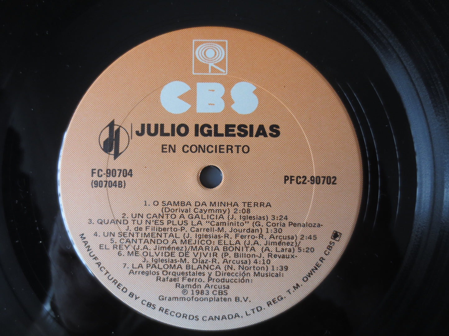 JULIO IGLESIAS, En CONCIERTO, Pop Music Record, Julio Iglesias Music, Julio Iglesias Album, Vinyl Record, Lp, 1983 Records