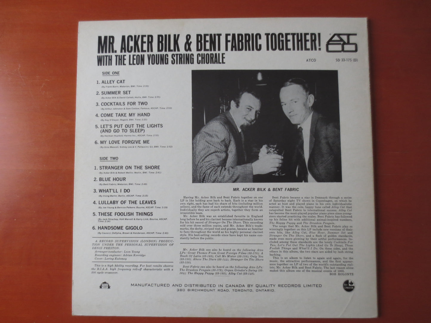 BENT FABRIC, Acker Bilk, TOGETHER, Ragtime Records, Honky Tonk Records, Vintage Vinyl, Records, Vinyl Records, 1965 Records