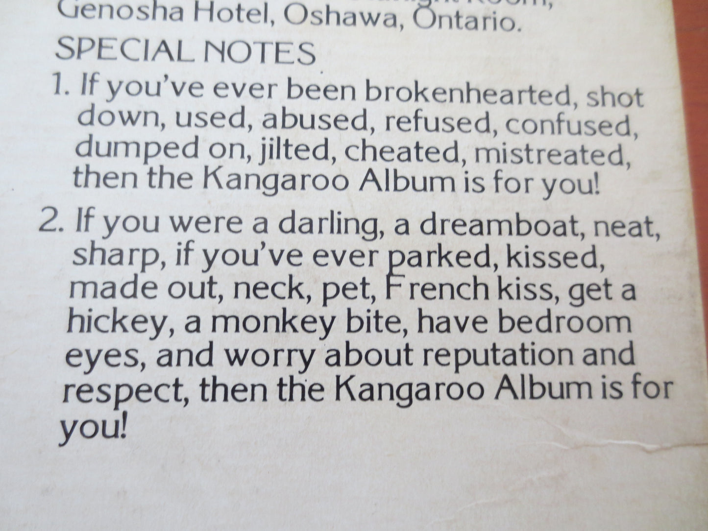 The KANGAROO, RESTRICTED Lp, Comedy Records, Novelty Records, Aussie Comedy, Comedian, The Kangaroo Album,  Canadian Comedy