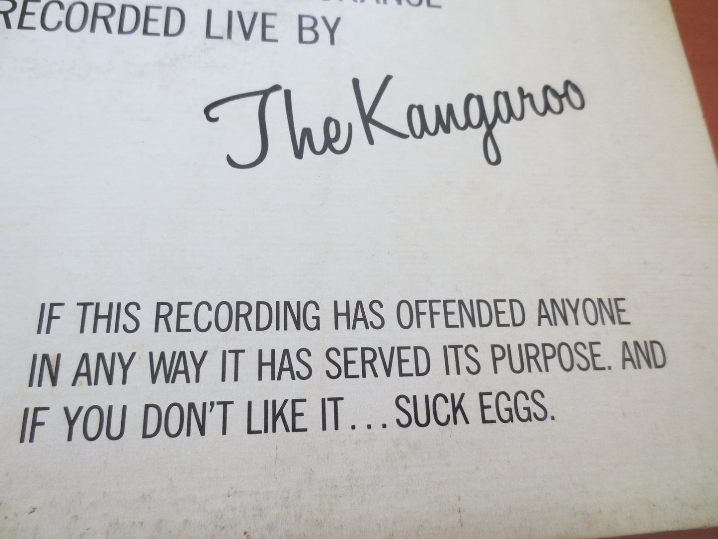 The KANGAROO, RESTRICTED Lp, Comedy Records, Novelty Records, Aussie Comedy, Comedian, The Kangaroo Album,  Canadian Comedy