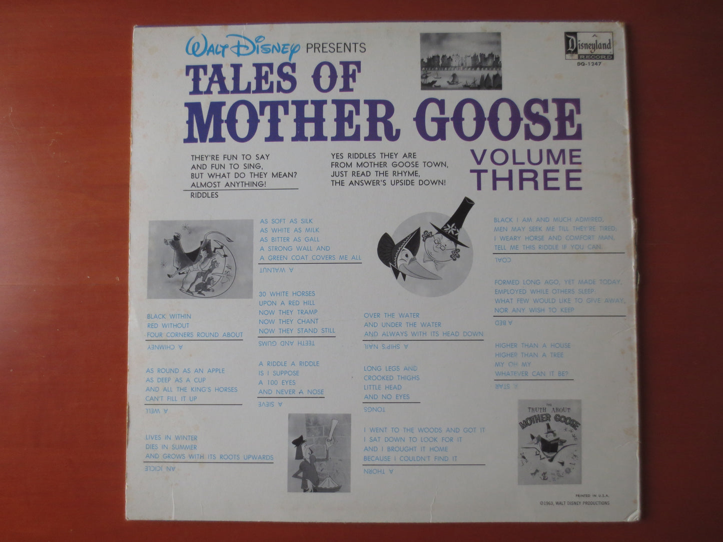 MOTHER GOOSE, Tales of Mother Goose, DISNEYLAND Records, Childrens Record, Kids Record, Vinyl, Disney Records, 1963 Records