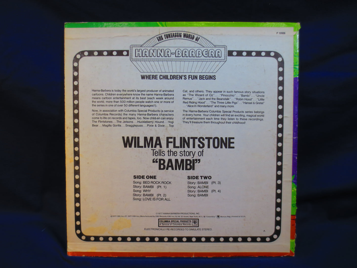 BAMBI, WILMA FLINTSTONE Lp, Kids Record, Childrens Records, Kids Album, Vinyl Record, Record Vinyl, Vinyl, 1977 Records