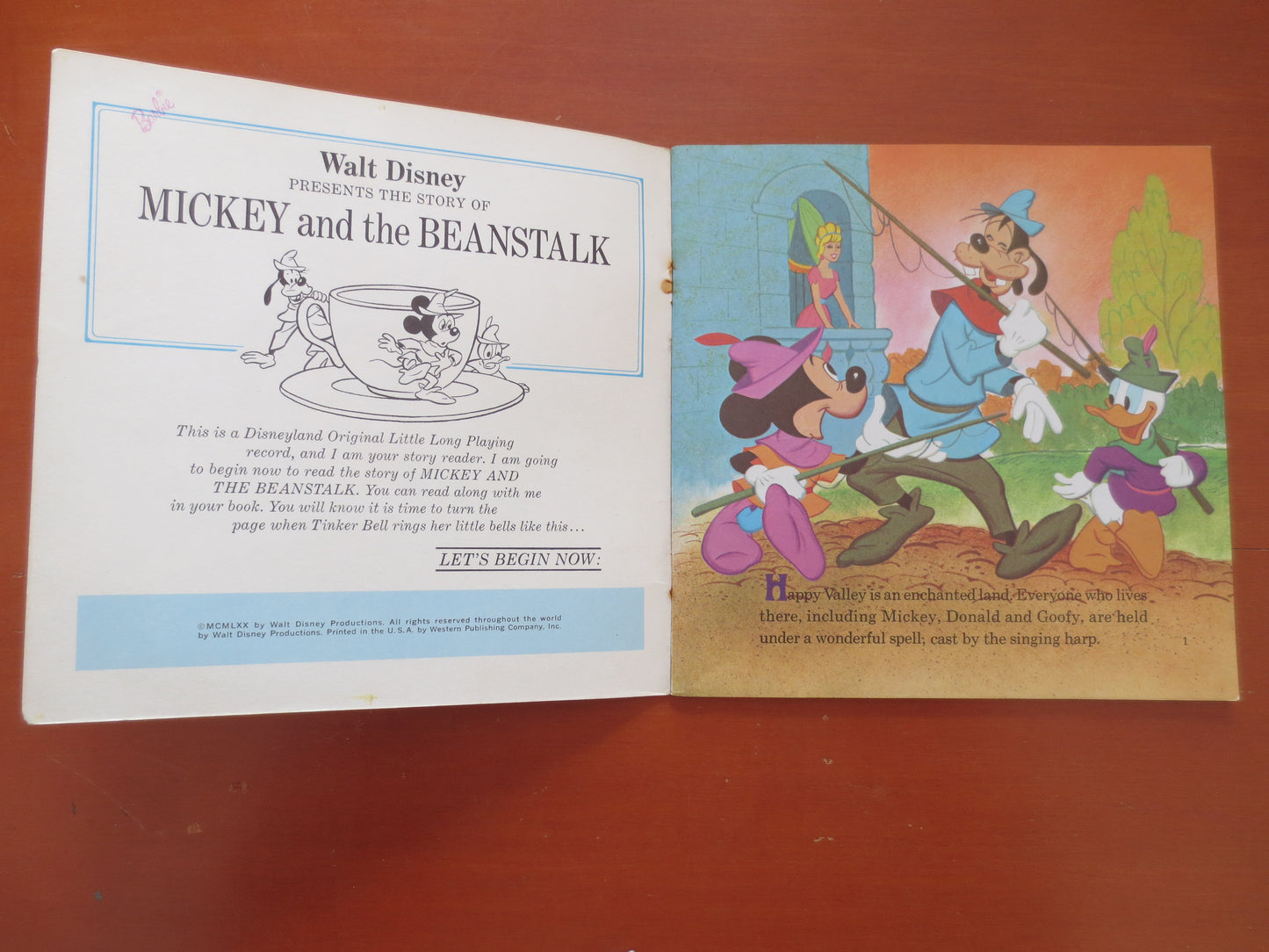 DISNEY Record, MICKEY and the BEANSTALK, Disneyland Records, Disney Album, Disney Vinyl, Kids Record, Vinyl, 1970 Records