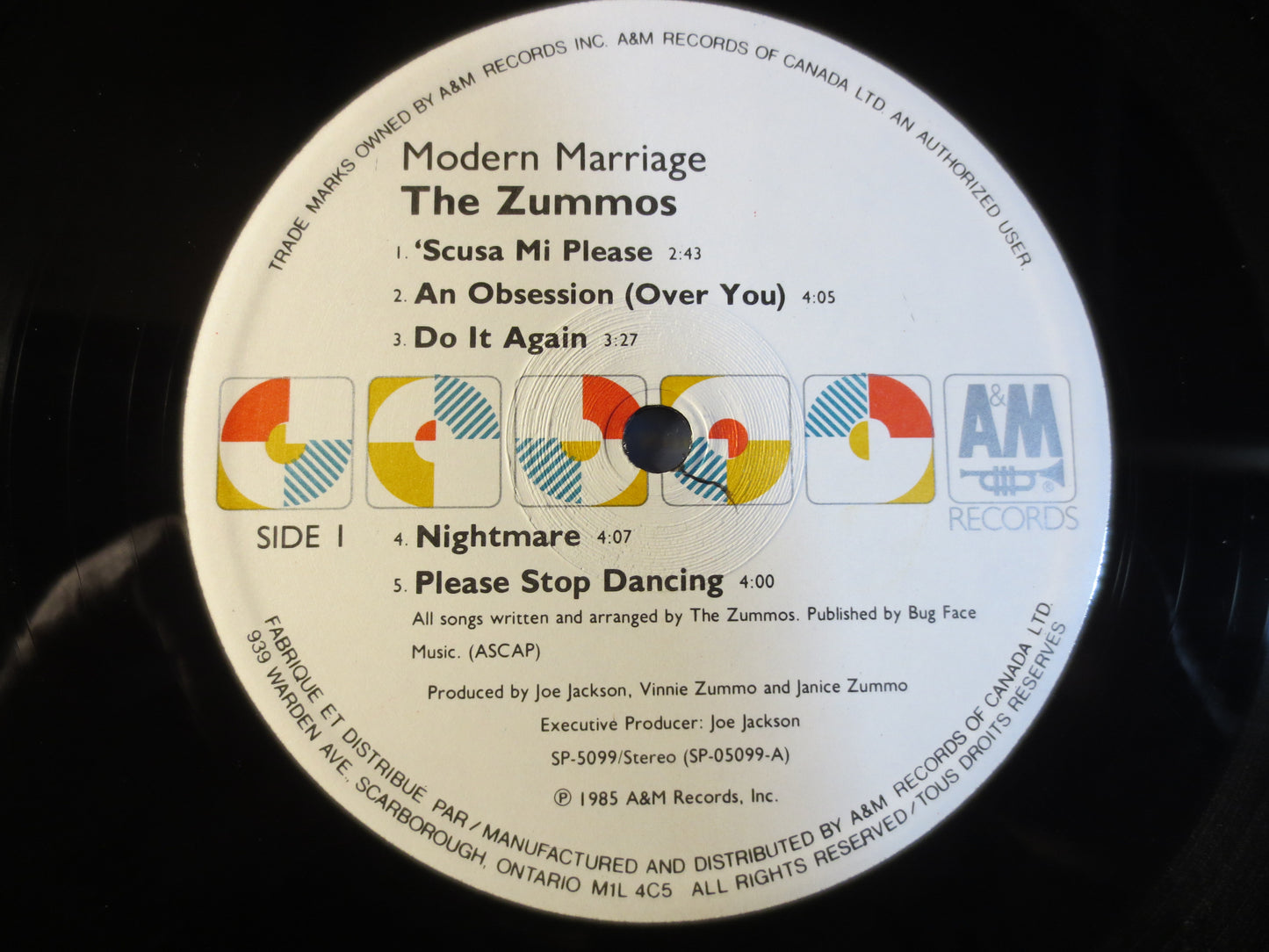 The ZUMMOS, MODERN MARRIAGE, Pop Record, The Zummos Record, The Zummos Album, The Zummos Lp, Pop Music Record, 1985 Records