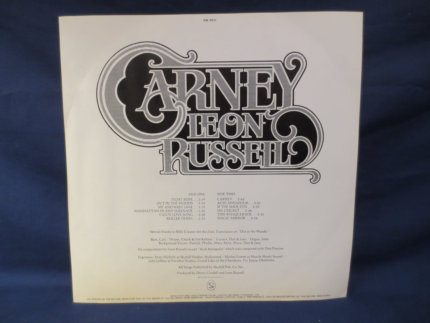LEON RUSSELL Record, Leon Russell CARNEY, Leon Russell Vinyl, Leon Russell Album, Vintage Vinyl, Vintage Lp, 1972 Records