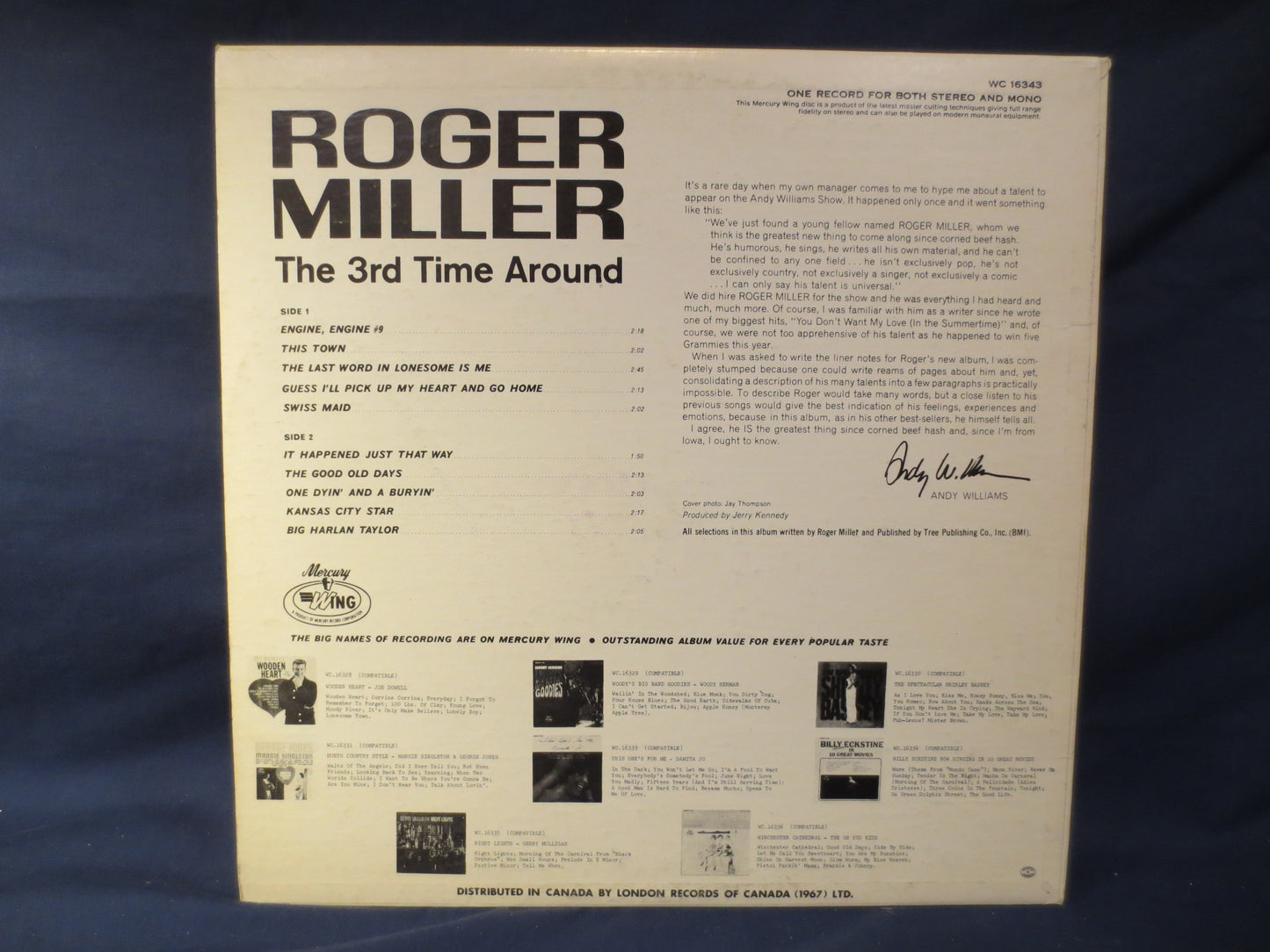 ROGER MILLER Record, The 3rd Time Around, Roger Miller Album, Roger Miller Vinyl, Roger Miller Lp, Vinyl Lp, 1965 Records