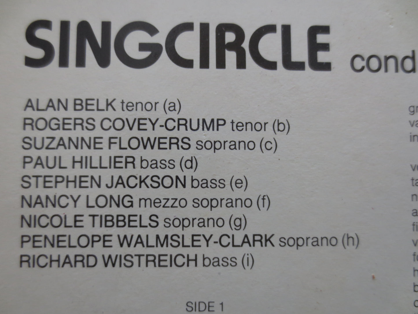 SING CIRCLE, Mouth MUSIC,  Sing Circle Album, Sing Circle Lp, Mouth Music Album, Mouth Music Lp, Vocal Album, 1982 Records