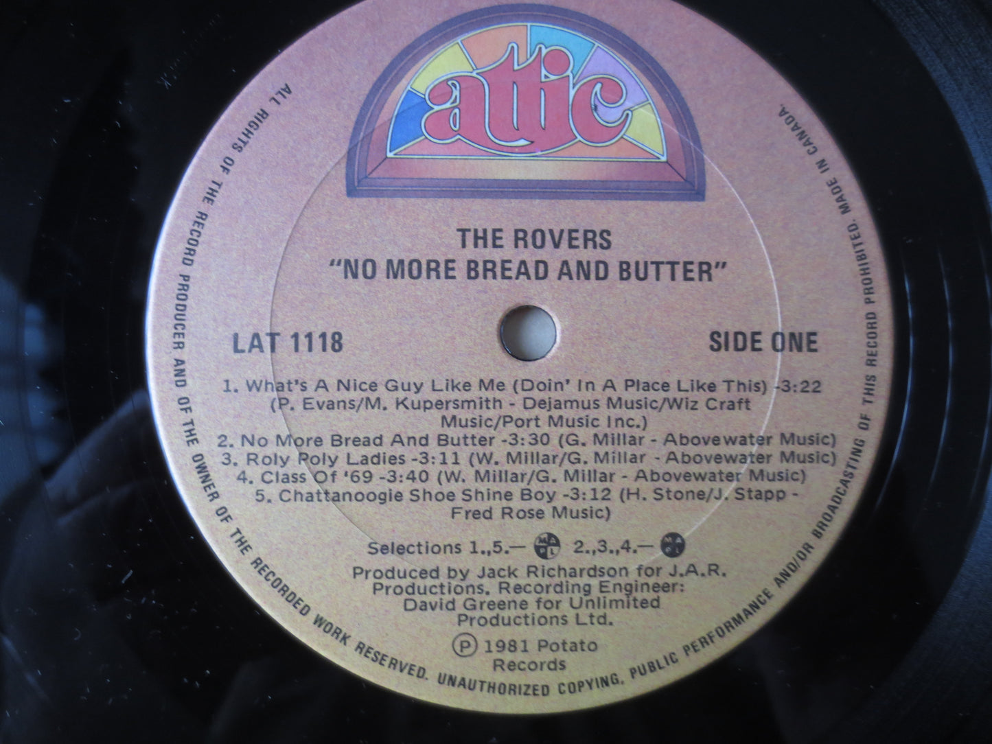 The IRISH ROVERS, No More Bread and Butter, The ROVERS, Country Records, The Rovers Albums, Record Vinyl, Lps, 1981 Records