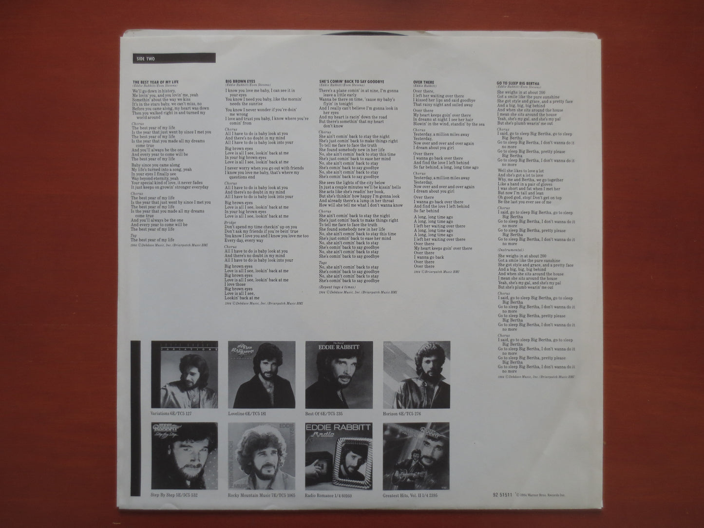 EDDIE RABBITT, BEST Year, Eddie Rabbitt Record, Eddie Rabbitt Album, Eddie Rabbitt Lp, Country Record, Lps, 1984 Records