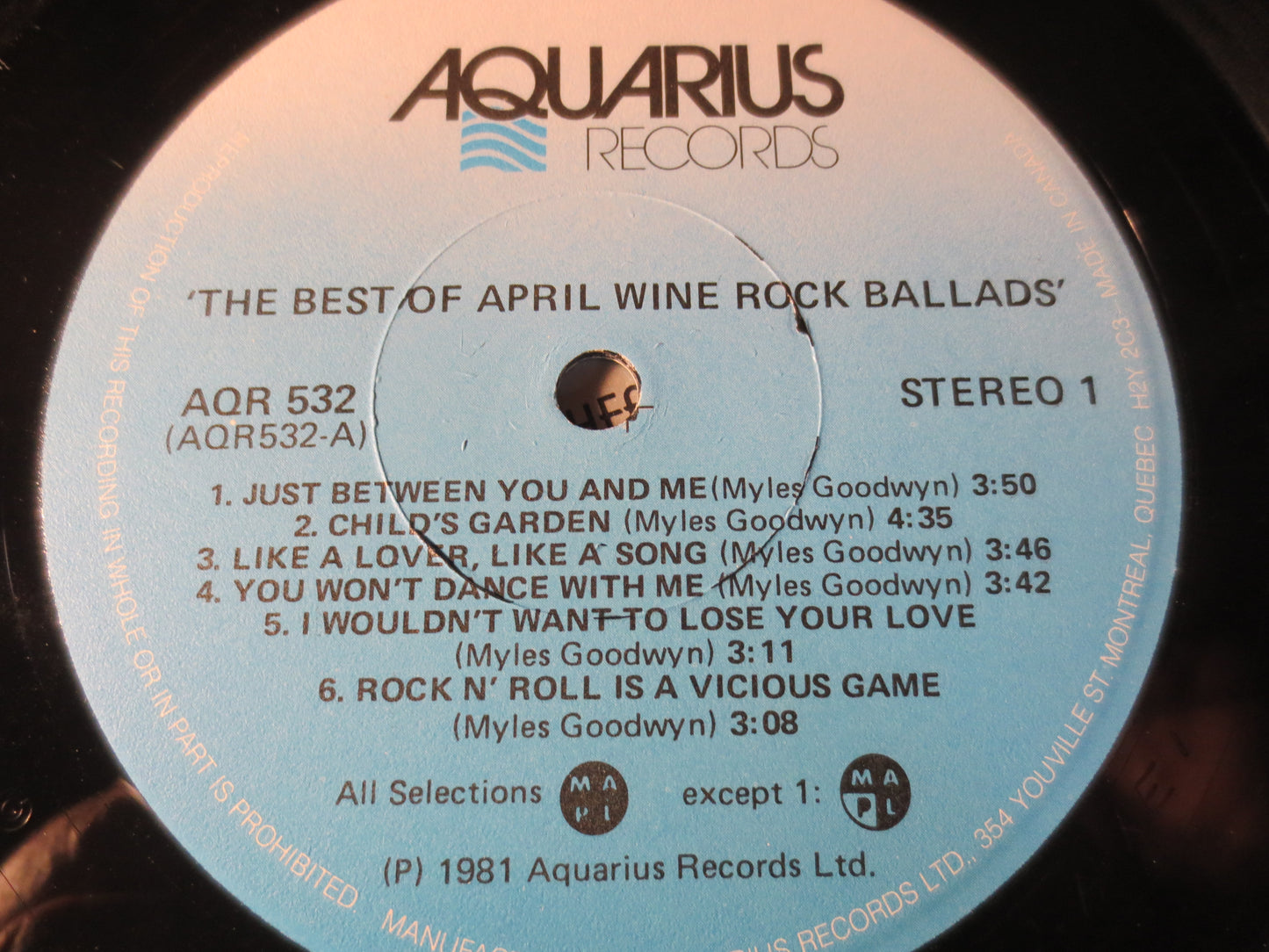 APRIL WINE, ROCK Ballads, Rock Record, April Wine Record, April Wine Wine, April Wine Lp, Classic Rock Album, 1981 Records