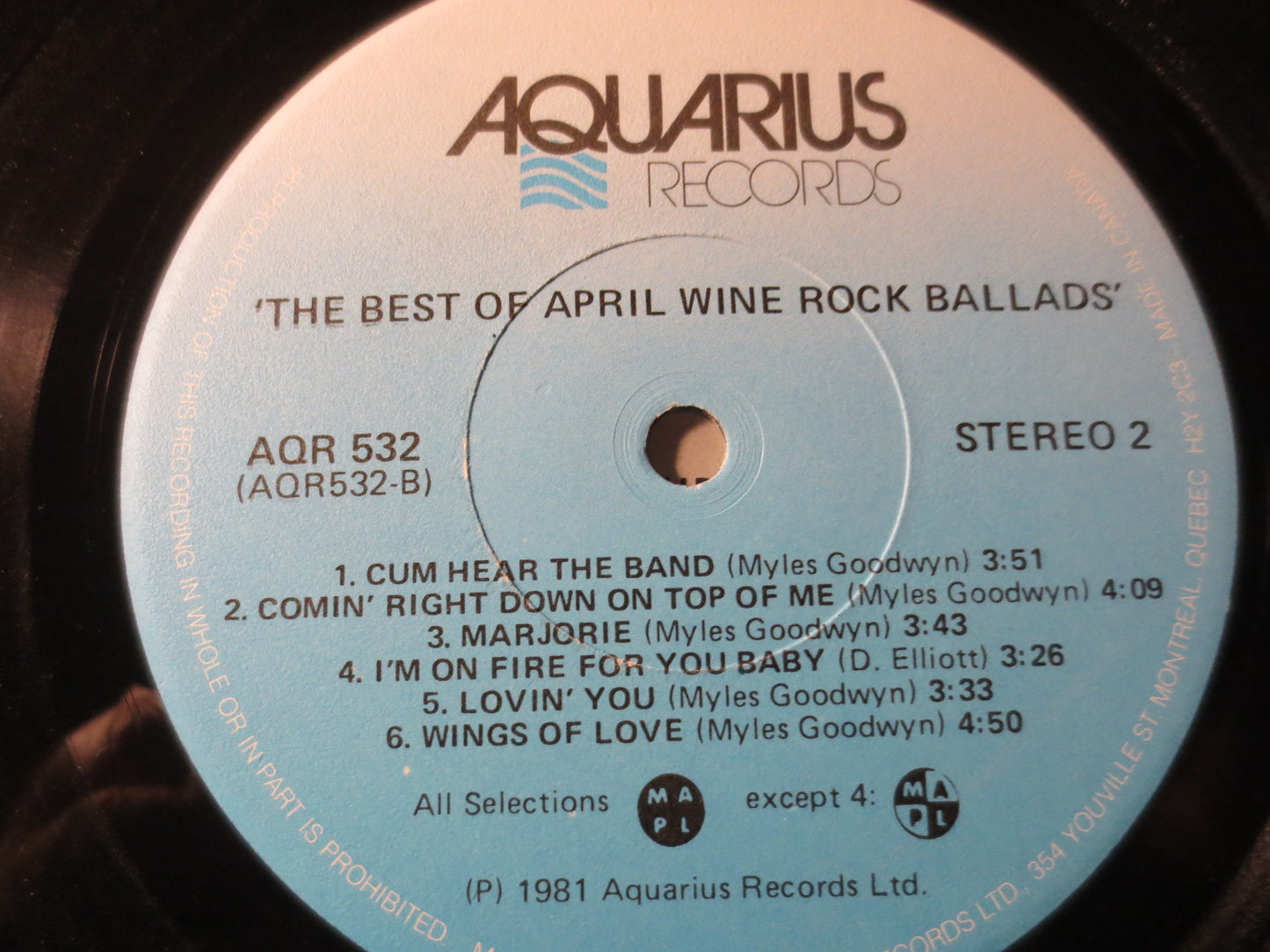 APRIL WINE, ROCK Ballads, Rock Record, April Wine Record, April Wine Wine, April Wine Lp, Classic Rock Album, 1981 Records