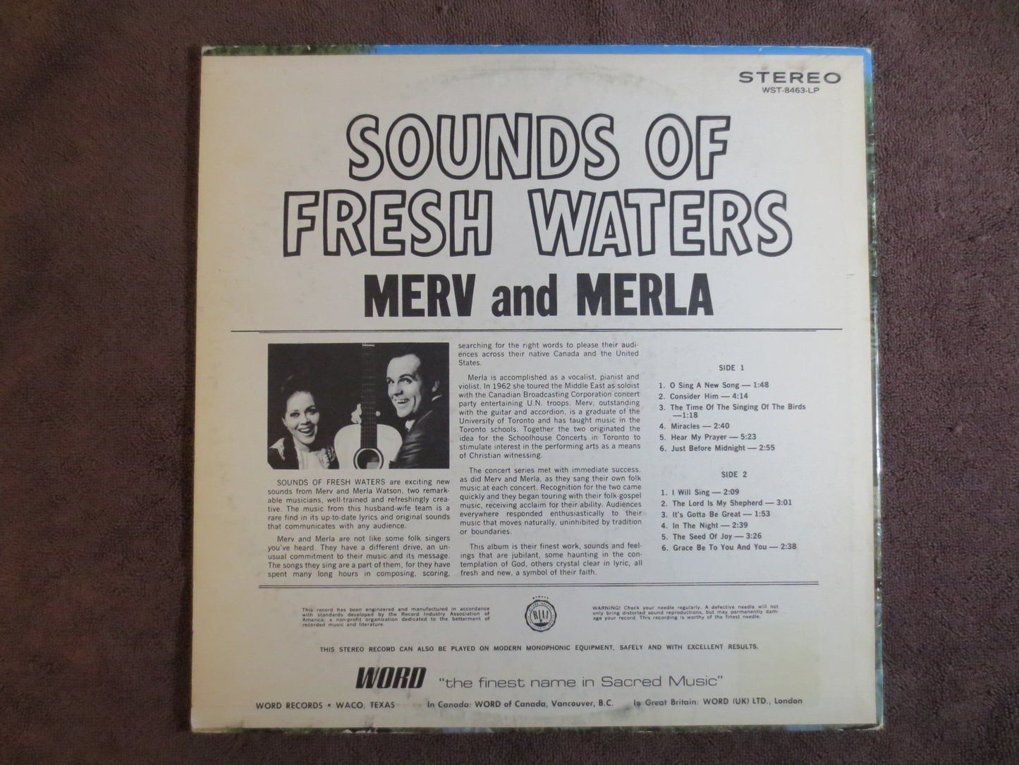 MERV and MERLA Lp, FOLK Records, Folk Vinyl, Folk Music Albums, Country Records, Gospel Records, Vinyl Album, 1970 Records