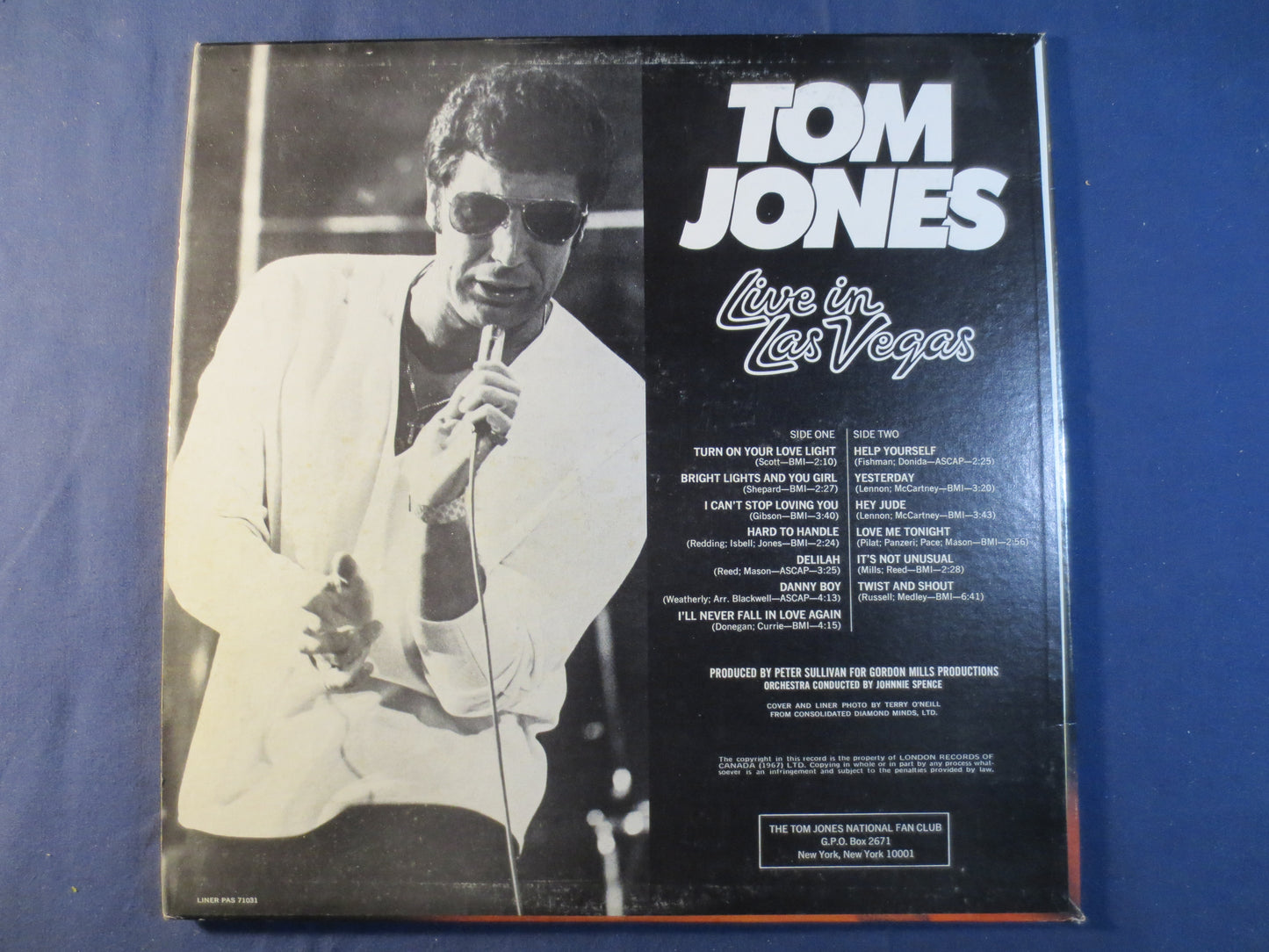 TOM JONES, LIVE in Las Vegas, Tom Jones Record, Tom Jones Album, Tom Jones Lp, Vinyl Record, Vinyl Lp, Vinyl, 1967 Records