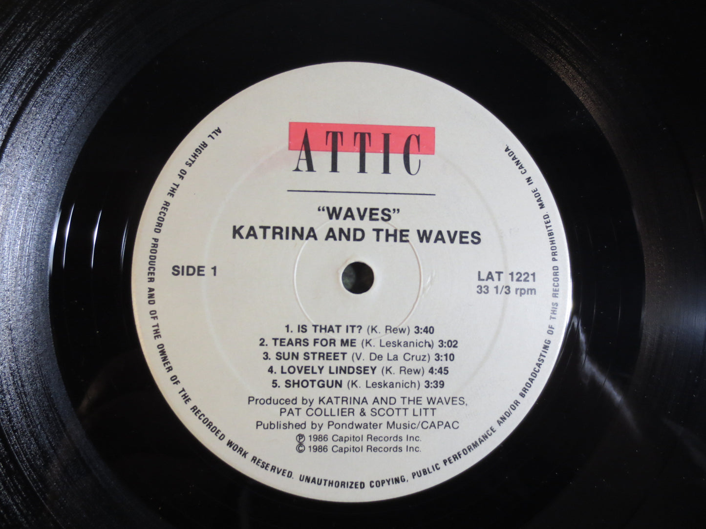 KATRINA and the WAVES, WAVES Album, Katrina Records, Rock Records, Pop Records, Pop Vinyl, Pop Albums, Vinyl, 1986 Records