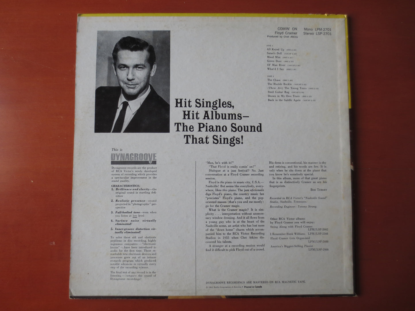 FLOYD CRAMER, COMIN' On, Floyd Cramer Records, Floyd Cramer Albums, Country Records, Vinyl Record, Vinyl Lp, 1963 Records