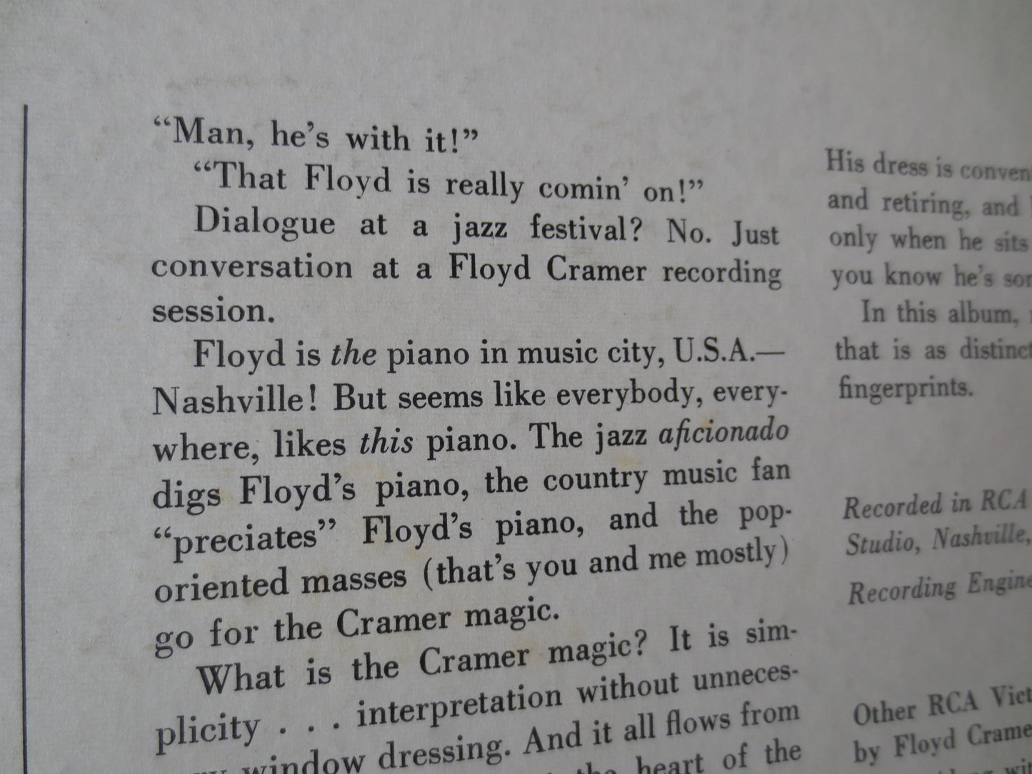 FLOYD CRAMER, COMIN' On, Floyd Cramer Records, Floyd Cramer Albums, Country Records, Vinyl Record, Vinyl Lp, 1963 Records