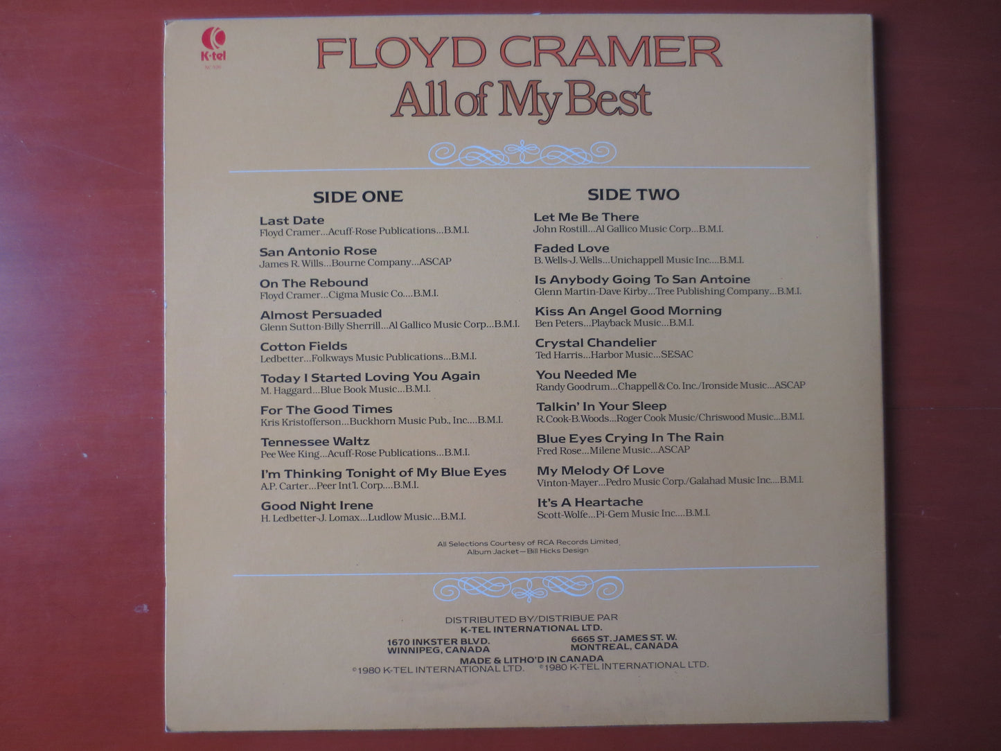 FLOYD CRAMER, All My BEST, K-Tel Records, Floyd Cramer Albums, Country Records, Vinyl Record, Vinyl Lp, Lps, 1980 Records