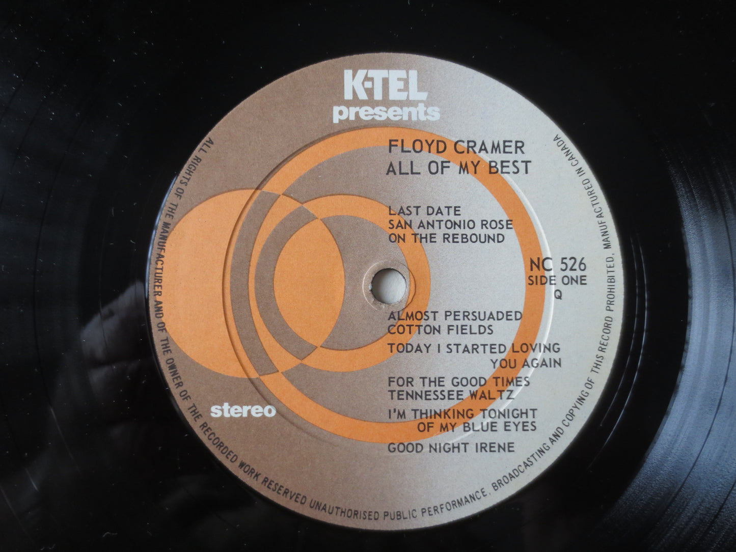 FLOYD CRAMER, All My BEST, K-Tel Records, Floyd Cramer Albums, Country Records, Vinyl Record, Vinyl Lp, Lps, 1980 Records