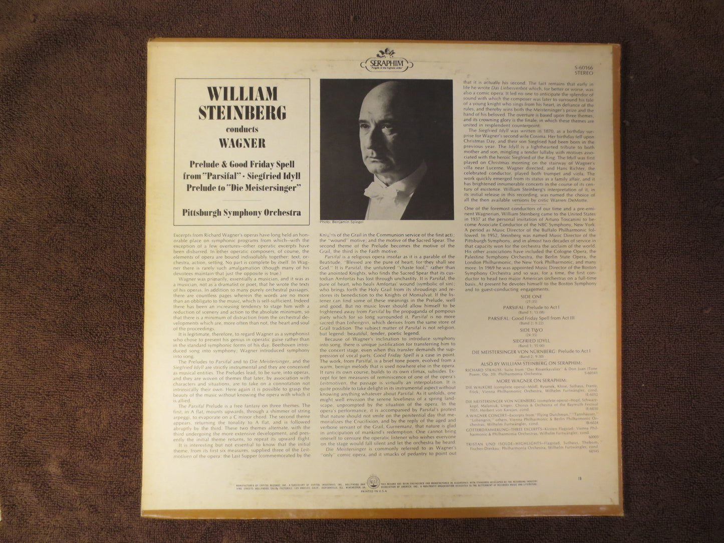 WILLIAM STEINBERG, PITTSBURGH Symphony, Classical Records, Classical Albums, Classical Vinyl, Vinyl Lp, Lps, 1971 Records